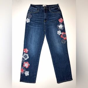Driftwood Womens Royce Straight Ankle Floral Embroidered Jeans Size- W- 8 L-27